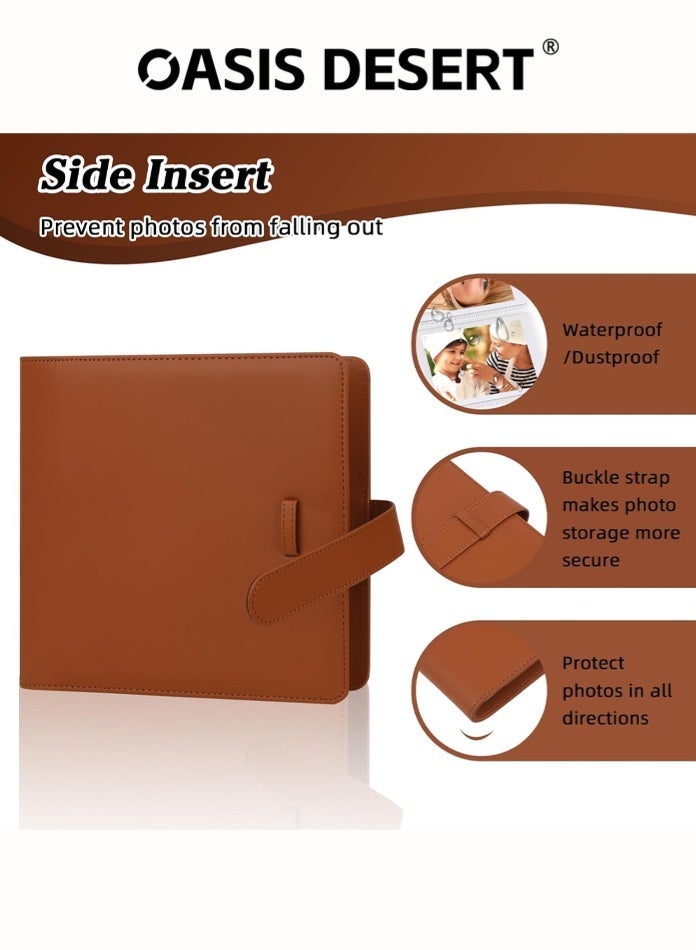 OASIS DESERT 256 Pockets Photo Album for Fujifilm Instax Mini Camera, Leather Cover Photo Book for Polaroid Pictures, 2x3 Photo Album for Fujifilm Instax Mini 12 11 9 40 90 8 7 Evo LiPlay Instant Camera (Brown) - Image 4